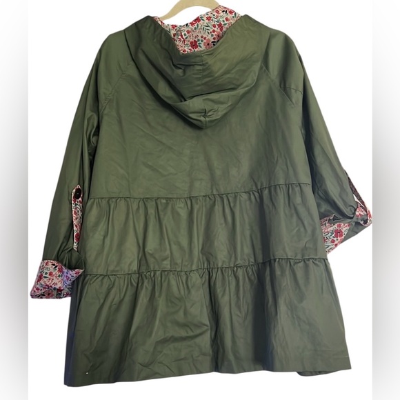 MATILDA JANE Sage Green/Pink Coral Floral Wilderness Jacket/ Raincoat,Sz XL,GUC. - Picture 3 of 6